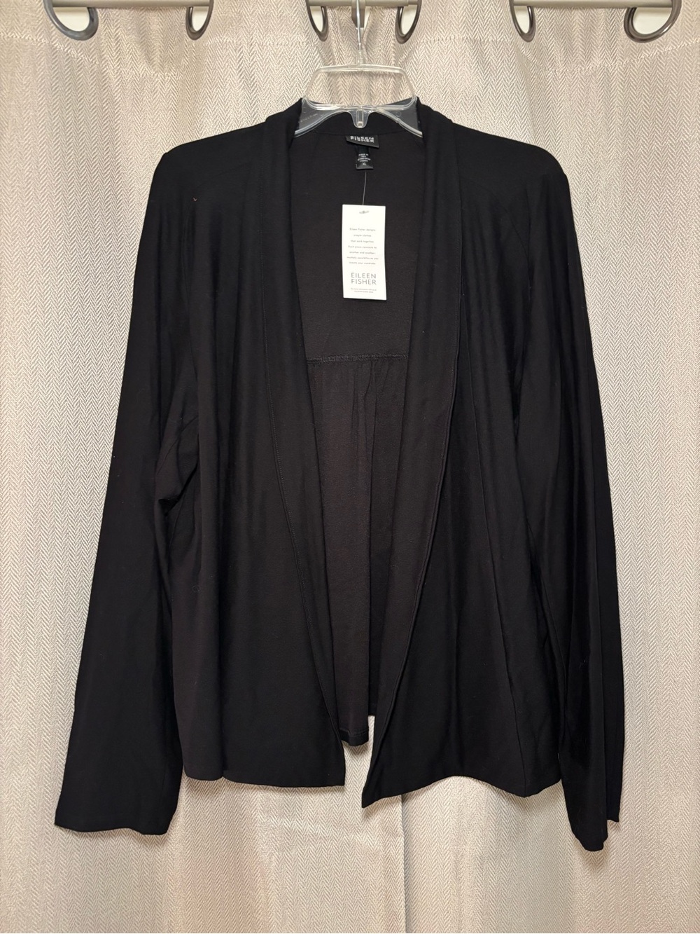 Eileen Fisher NWT Black Open Front Draped Cardigan Jacket